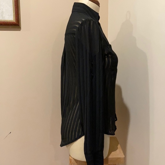 Express Portofino Black Sheer Striped Shirt - Picture 4 of 4